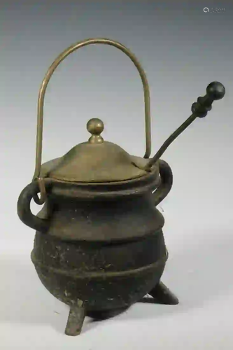 CAST IRON FIRE STARTER SMUDGE POT WITH WAND