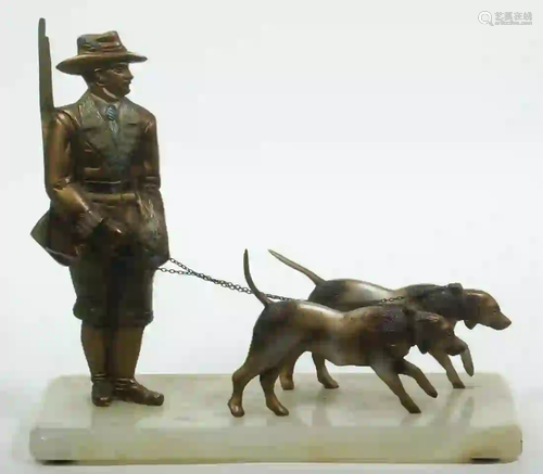 HUNTER & DOGS SCULPTURE