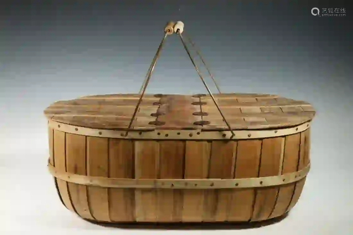 DOUBLE LID MYRTLEWOOD PICNIC BASKET BY BARBER'S BASKETS