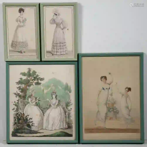 (4) FRAMED 19TH C. FASHION PLATES