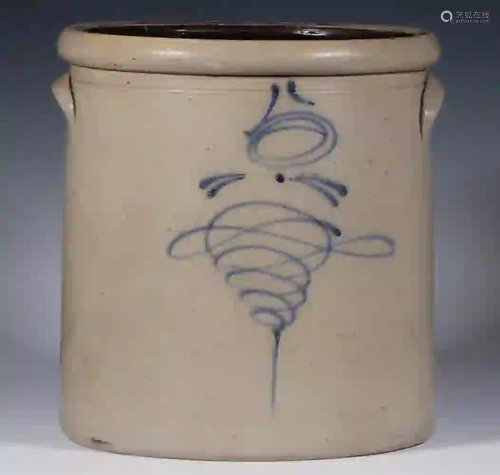 COBALT DECORATED STONEWARE CROCK