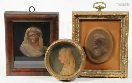 (3) FRAMED WAX PORTRAITS