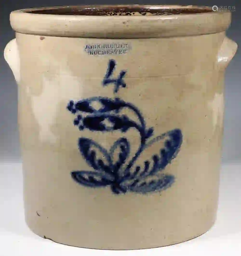 JOHN BURGER - ROCHESTER COBALT DECORATED STONEWARE