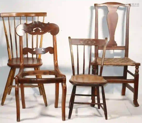 (4) ASSORTED 19TH C. AMERICAN CHAIRS