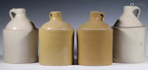 (4) GLAZED STONEWARE JARS