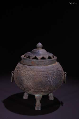 A Bronze Censer With Floral Carving