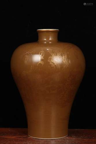 A Porcelain Purple&Gold Glazed Meiping Vase