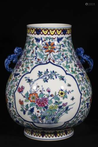 A Porcelain Blue&White Doucai Zun Vase