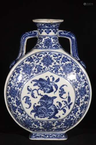 A Porcelain Blue&White Moon Flask Vase