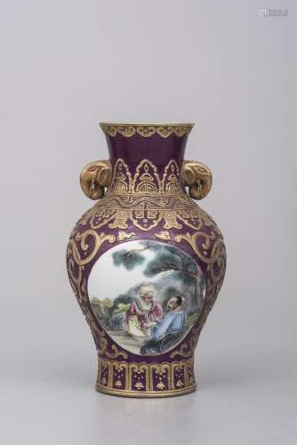 A Porcelain Figure Zun Vase