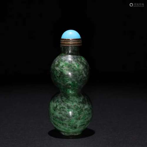 A Jadeite Gourd Shaped Snuff Bottle