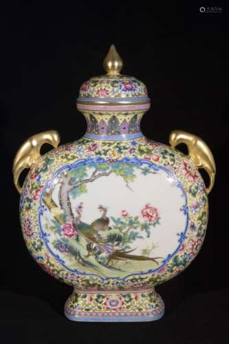 A Porcelain Enameled Oblate Vase