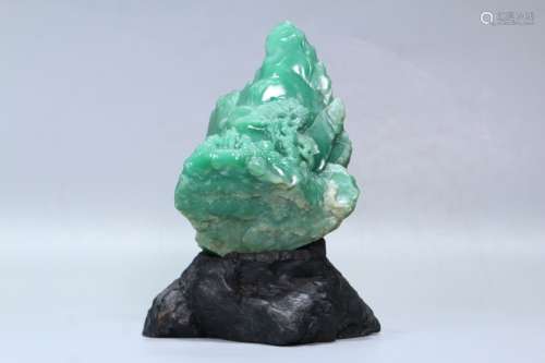 A Green Shoushan Stone Figure-Story Ornament