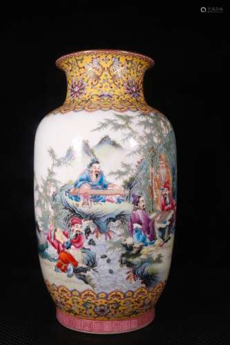A Porcelain Famille Rose Figure-Story Vase