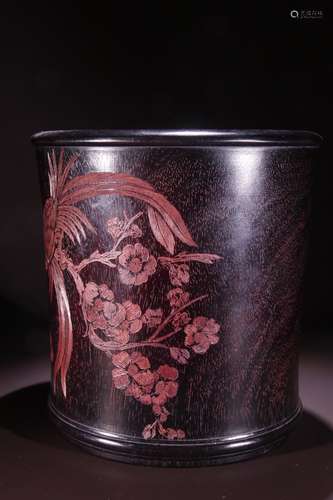 A Rosewood Brush Pot