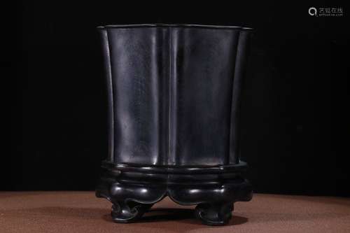 A Rosewood Brush Pot