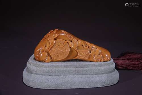 A Tianhuang Stone Hand Piece With Carving