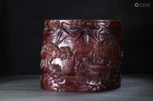 A Bamboo Figure-Story Brush Pot