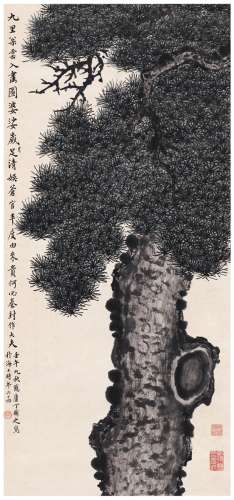 丁辅之（1879～1949） 虬松图 设色纸本 立轴