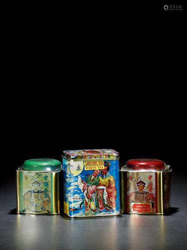 二十世纪八十及九十年代•广生茶行老白毛寿眉一罐及红皇帝绿皇帝老白牡丹两罐