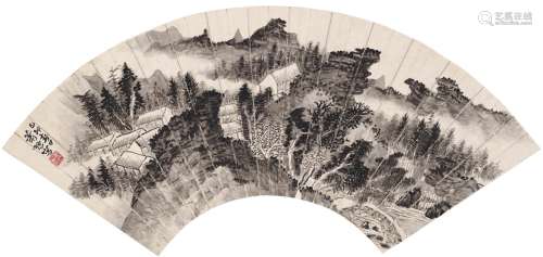 萧 愻（1883～1944） 山居图 水墨纸本 扇页