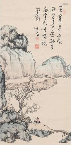 溥 儒（1896～1963） 策蹇寻诗图 设色纸本 镜片