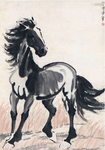 徐悲鸿（1895～1953） 立马图 设色纸本