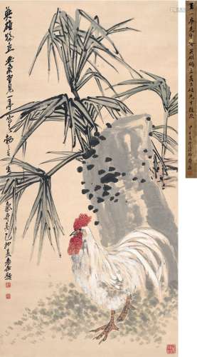 吴昌硕（1844～1927） 王 震（1867～1938） 英雄独立图 设色纸本 立轴