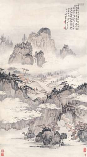 钱松岩（1899～1985） 桃花源图 设色纸本 立轴