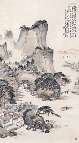 钱松岩（1899～1985） 湖山春色图 设色纸本 立轴