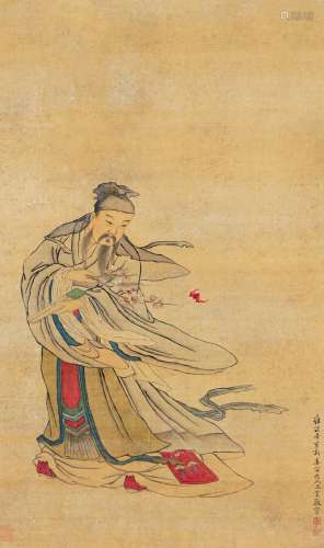 王 云（1652-1735） 仙人引福图 设色绢本