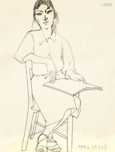 黄永玉（b.1924） 少女像 纸本