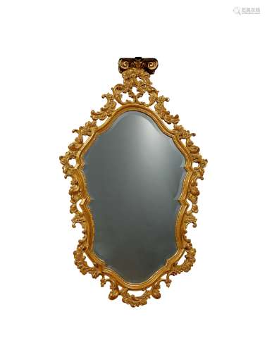 十九世纪制 洛可可风格金漆木雕挂镜