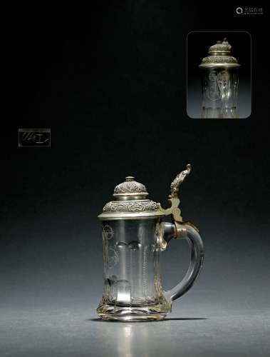 十九世纪制 拿破仑三世与欧仁妮皇后御用水晶杯 材质：纯银、水晶