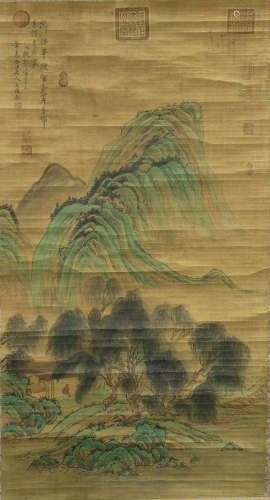 Chinese Calligraphy And Painting Of Landscape On Paper
