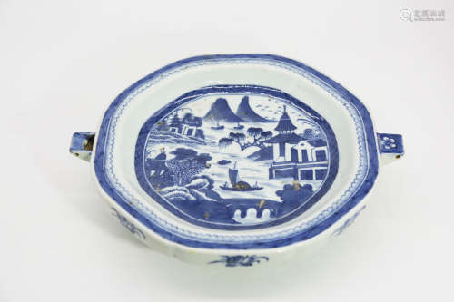 Chinese Blue And White Porcelain Plate With Pattern Of Landscape