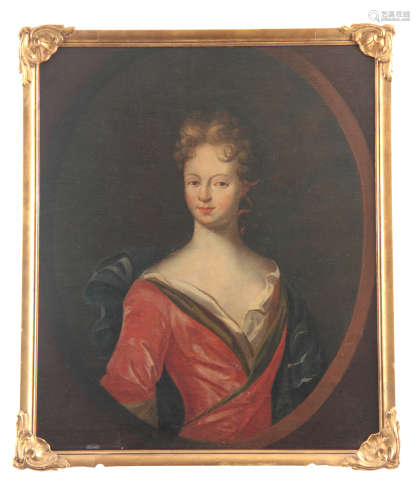 CIRCLE OF MICHAEL DAHL AN 18TH CENTURY OIL ON CANVAS LAID ON BOARD Portrait of a lady 88.5cm high