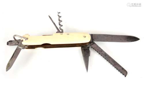 A LATE 19TH CENTURY MULTI BLADE PENKNIFE the main blade stamped 'Real Knife, Rampa' having an