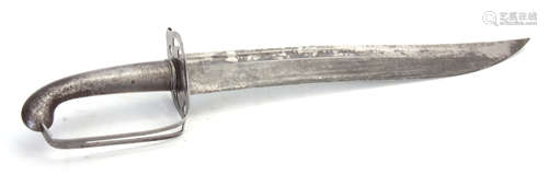 AN EARLY 19TH CENTURY STEEL MAMELUKE DAGGER/SHORT SWORD with pierced handguard and fullered shaped