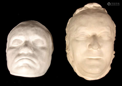TWO 19TH CENTURY LIFE-SIZE PLASTER CAST DEATH MASKS