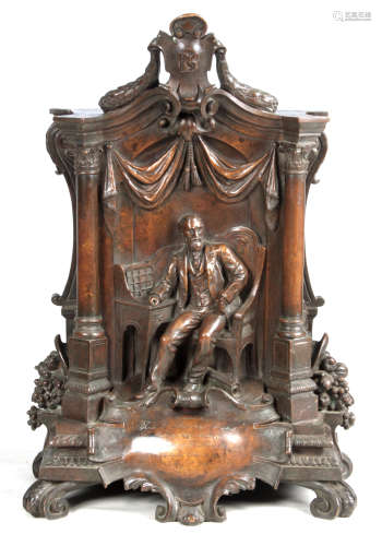CASPAR BUBERL AMERICAN 1834-1899. OF AMERICAN INTEREST - A LARGE PATINATED BRONZE PRESENTATION