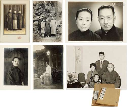 金西厓（1890～1979）旧藏 家族旧照及竹刻文献一批 线装书二册、照片（银盐纸基）六帧