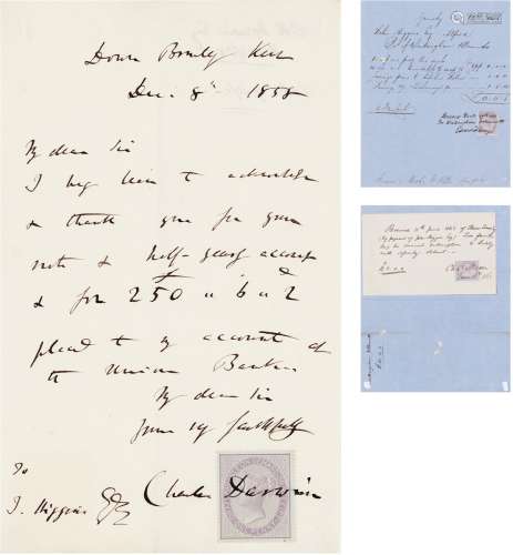 达尔文（Charles Robert Darwin，1809～1882） 致希金斯有关房租财产打理的信札 信笺 一张一页