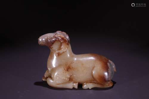 A Jade Goat Shaped Ornament