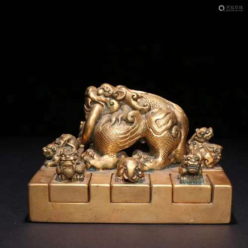 Set Of Gilt Bronze Beast Seals