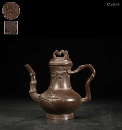 A Zisha Teapot With Floral Carving