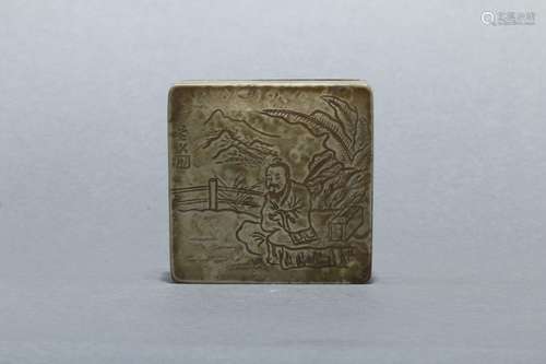 A Bronze Figure-Story Ink Box