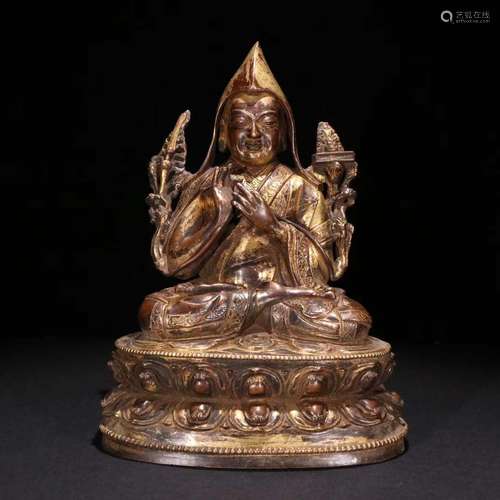 A Gilt Bronze Je Tsongkhapa Ornament