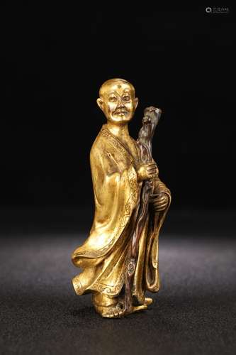 A Gilt Bronze Arhat Statue