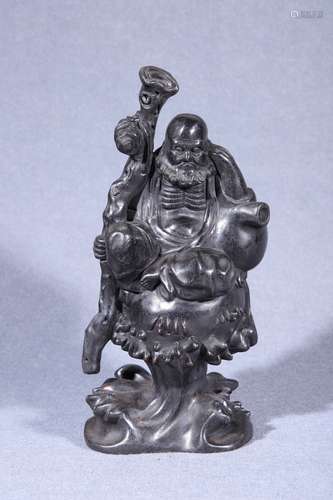 A Rosewood Bodhidharma Statue